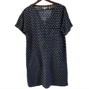 Toad & Co Blue White Dress Tencel Quarter Zip Pockets Womens Size Large